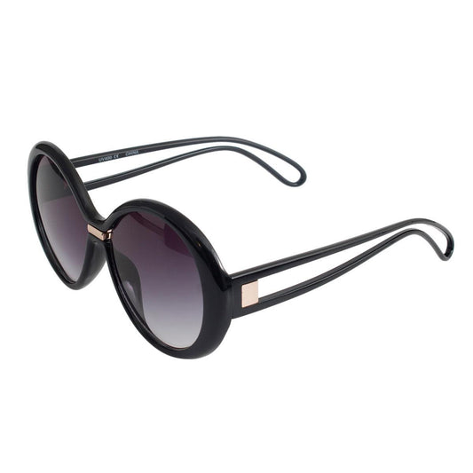 Ladies Sleek Gradient Round Sunglasses Timeless Feel in Black