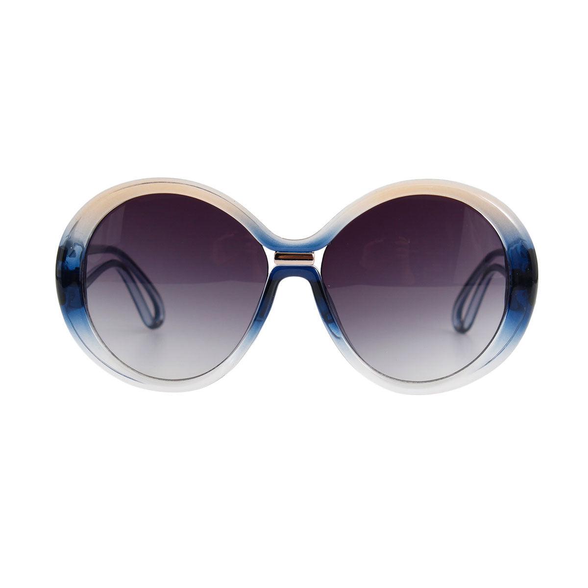 Ladies Sleek Gradient Round Sunglasses Timeless Feel in Blue