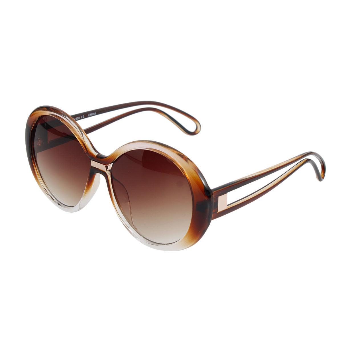 Ladies Sleek Gradient Round Sunglasses Timeless Feel in Brown