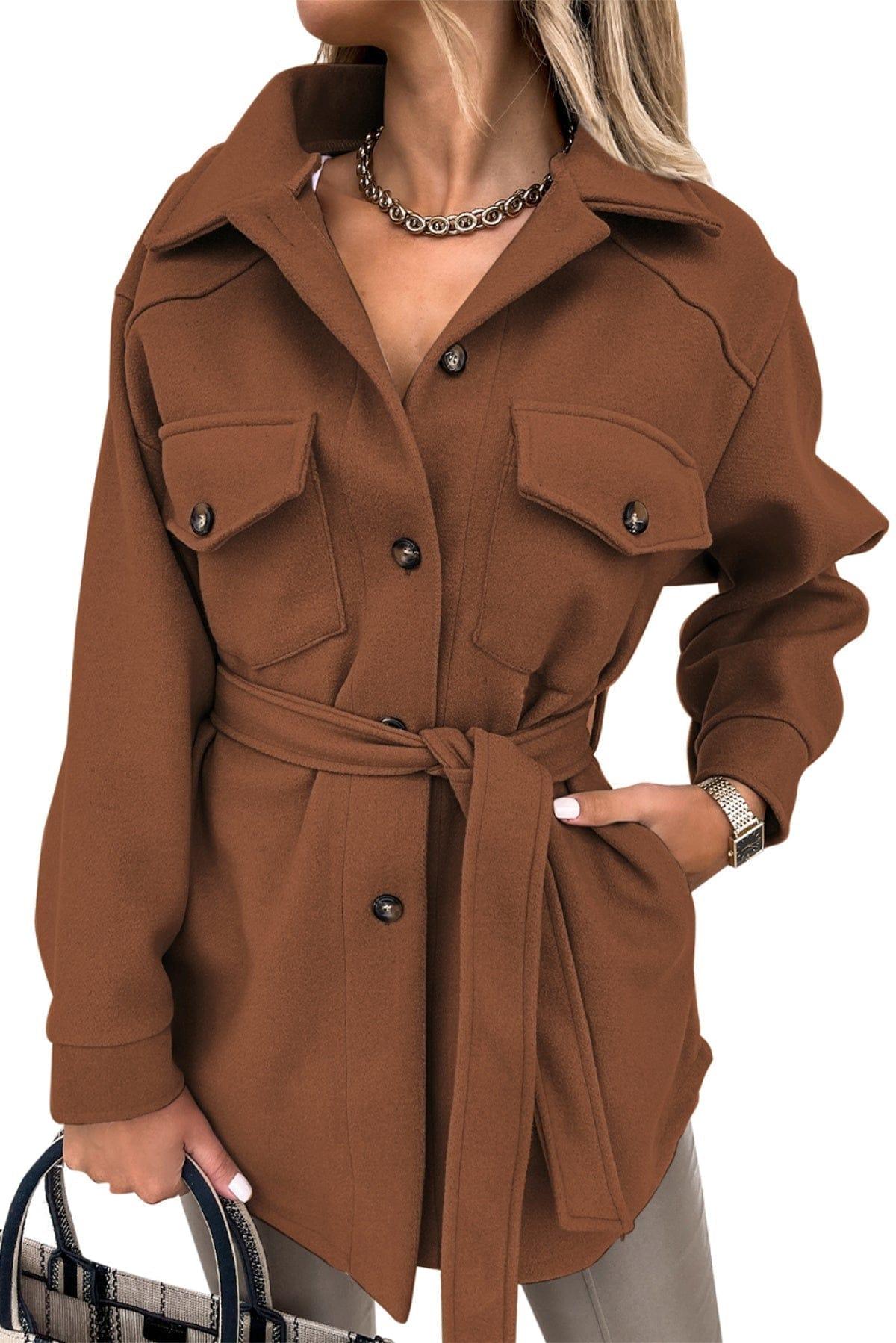 Lapel Button-Down Coat With Chest Pockets