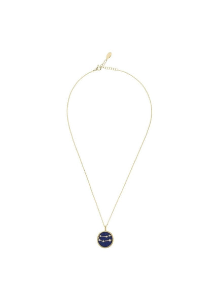 Lapis Lazuli Gemini Star Constellation Pendant Necklace Gold Plated