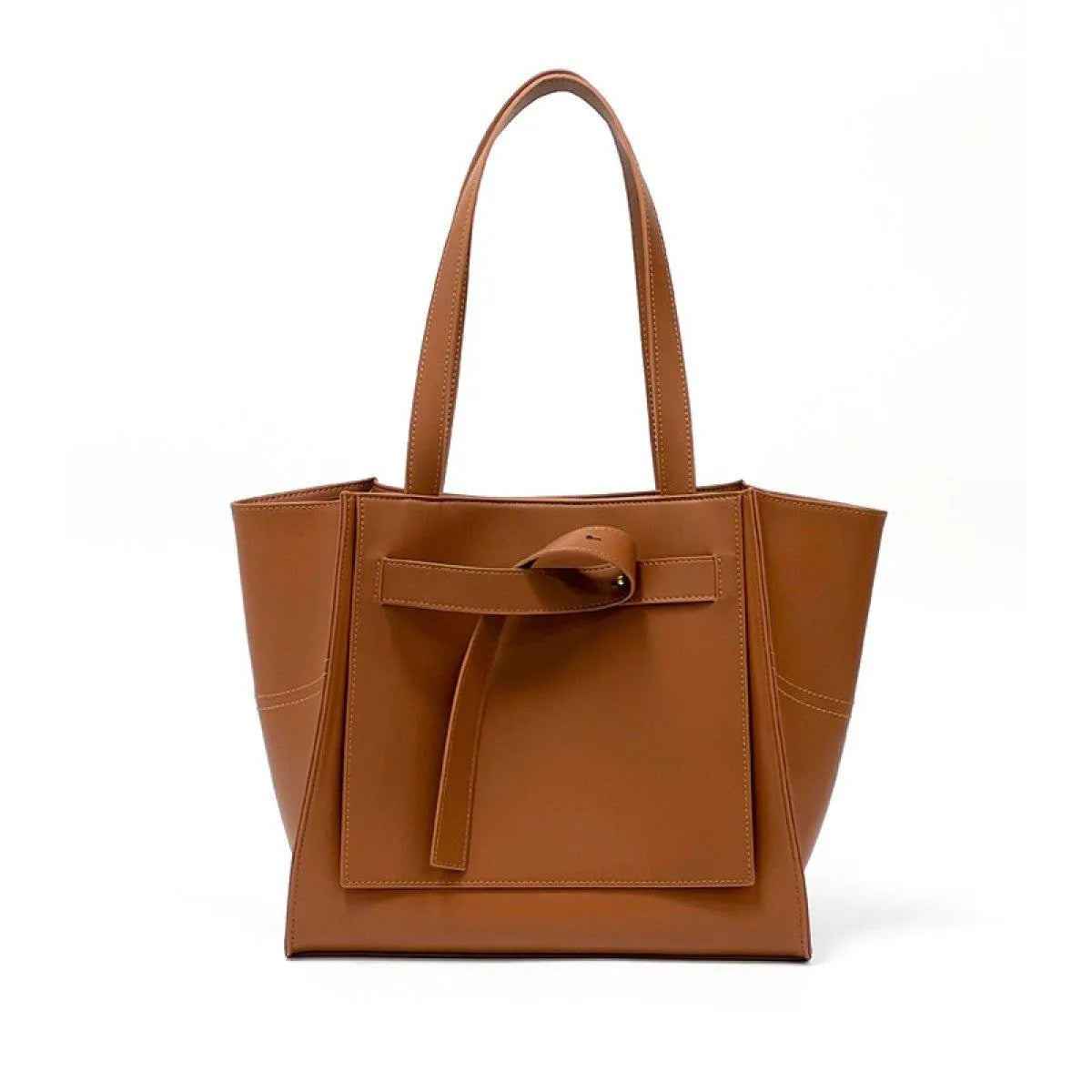 Large-Capacity Faux Leather Tote Bag With Magnetic Buckle