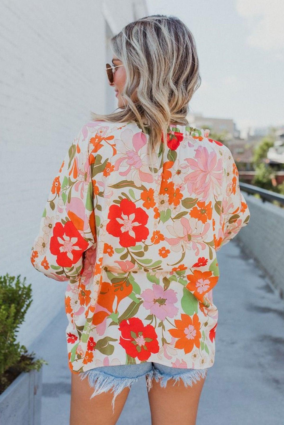 Latest Blooming Flowers Puff Sleeve Blouse - Get Yours Now!