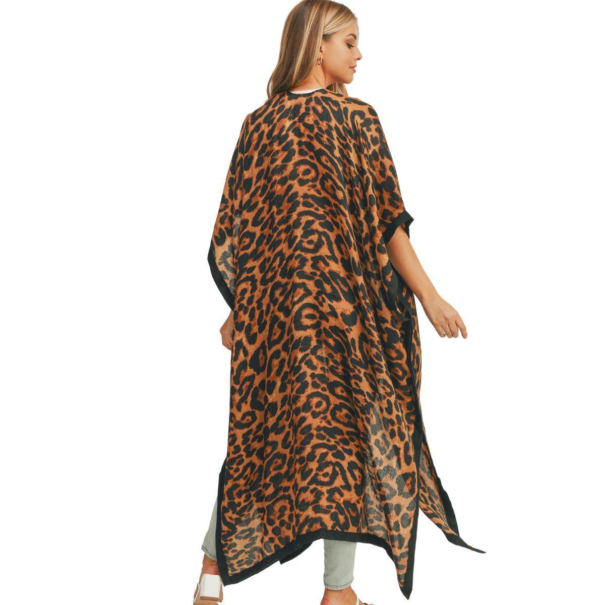 Leopard Print Long Kimono Brown - Upgrade Your Wardrobe Today
