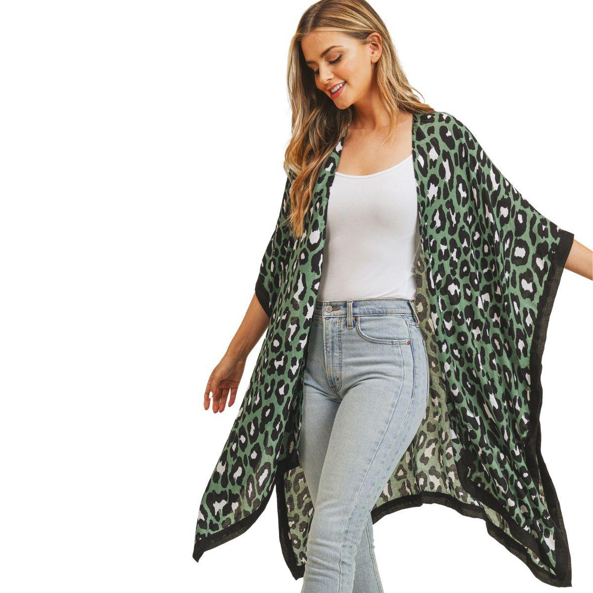 Leopard Print Long Kimono Olive - Upgrade Your Wardrobe Today