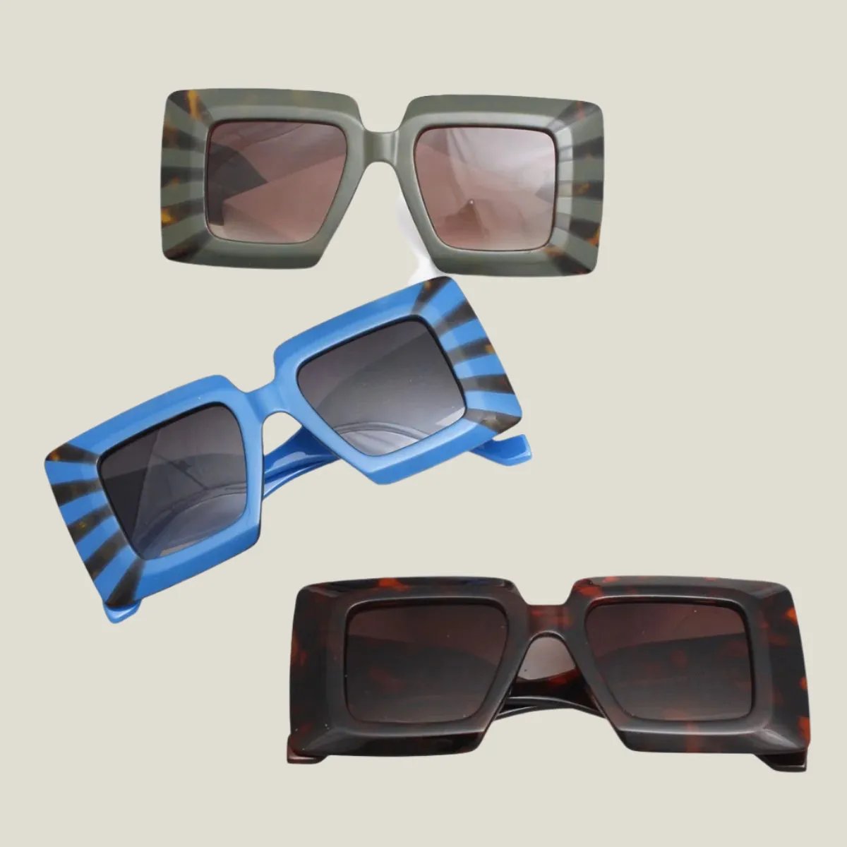 Turn Heads Glamorous Square Blue Stripe Sunglasses for Women