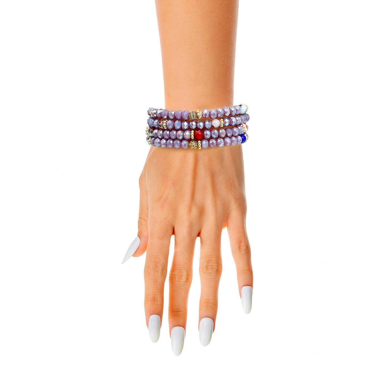 Light Purple Glass Bead Stackable Bracelets