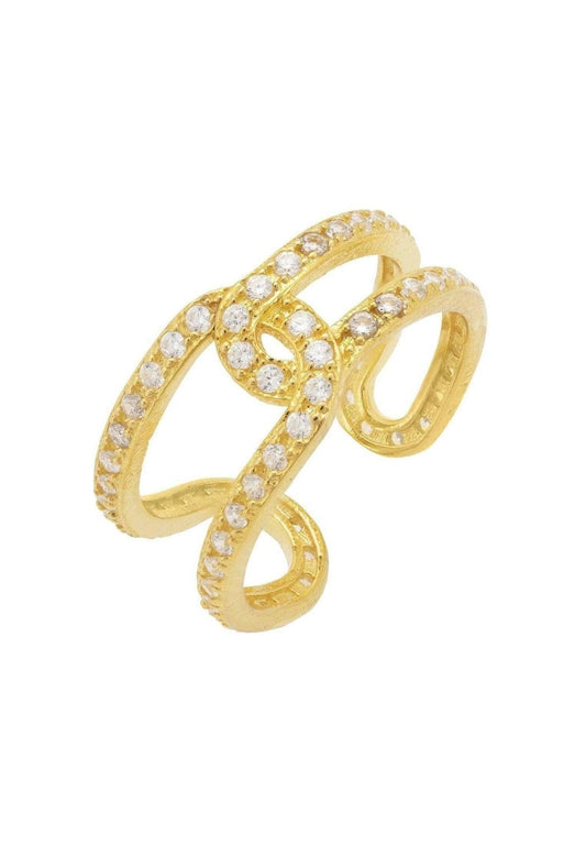 Link Chain CZ Ring Gold Plated