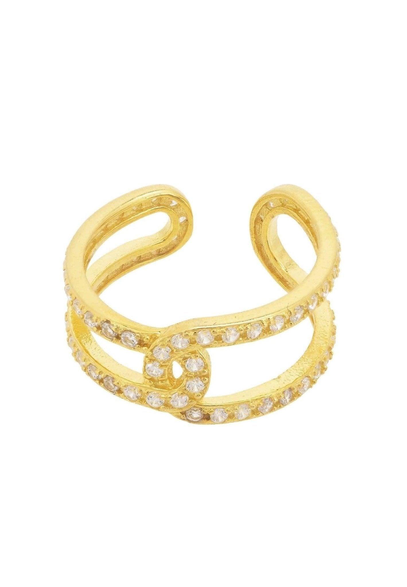 Link Chain CZ Ring Gold Plated