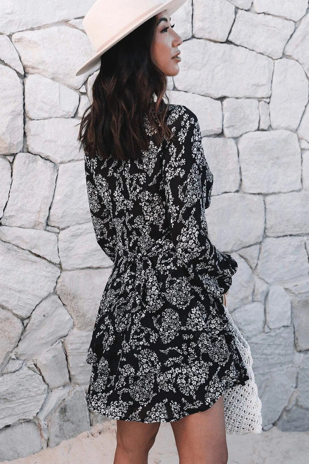 Long Sleeve Ruffle Hem Dress