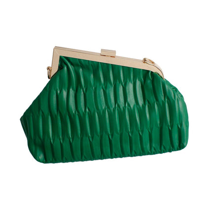 Luxury Green Ribbed Angled Frame Clutch Bag - Buy Now!
