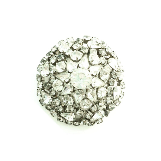 Magnificent 3-dimensional vintage clear rhinestone brooch