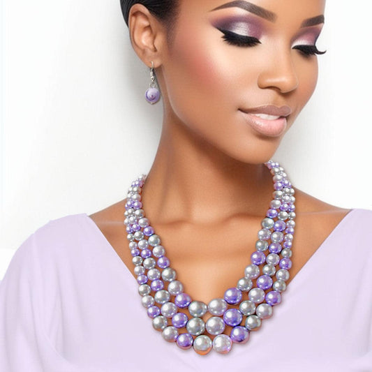 Make a Statement: Smokey Pearl 3 Layer Necklace Set for Every Occasion