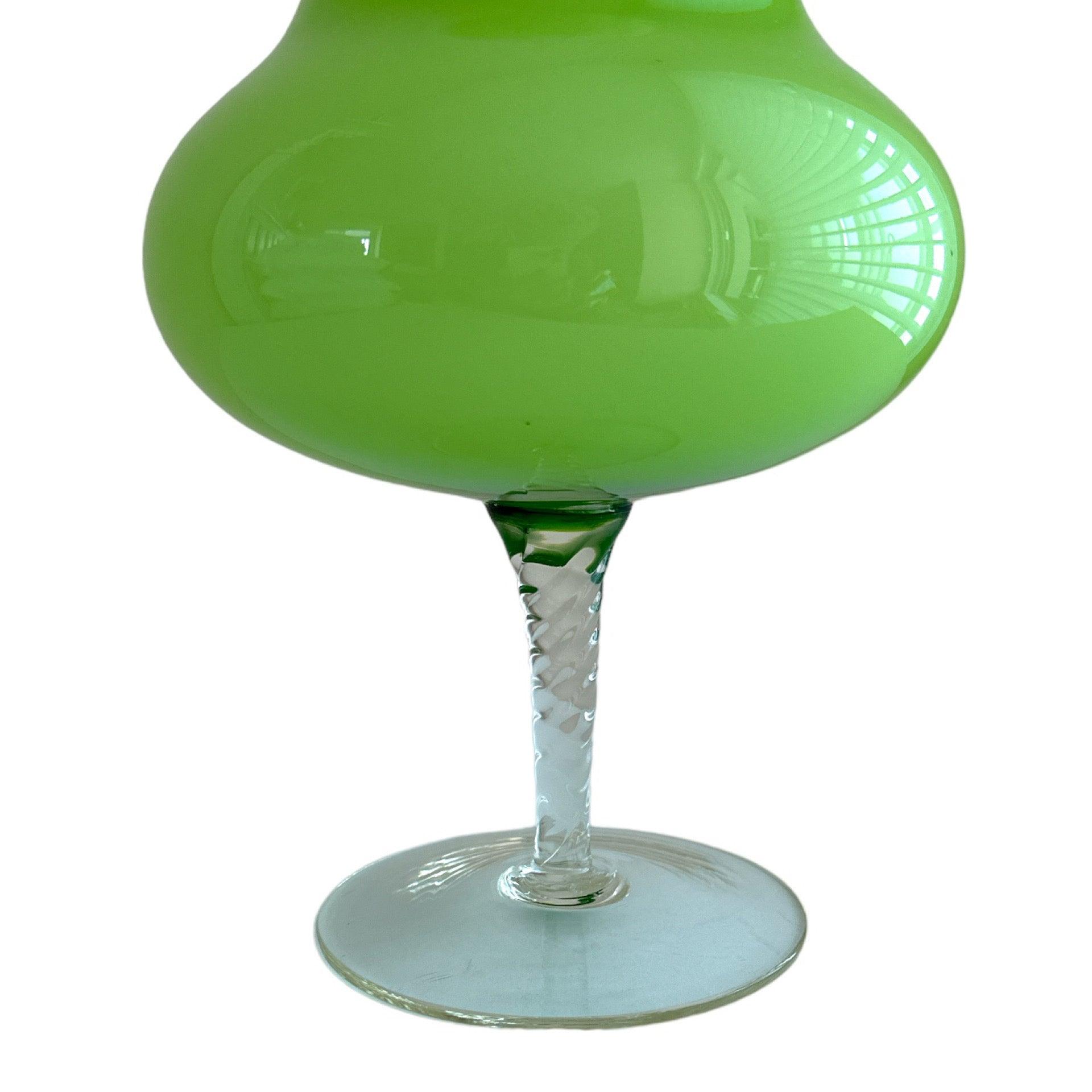 Mid-Century Modern Empoli Green Cased Glass Apothecary Jar