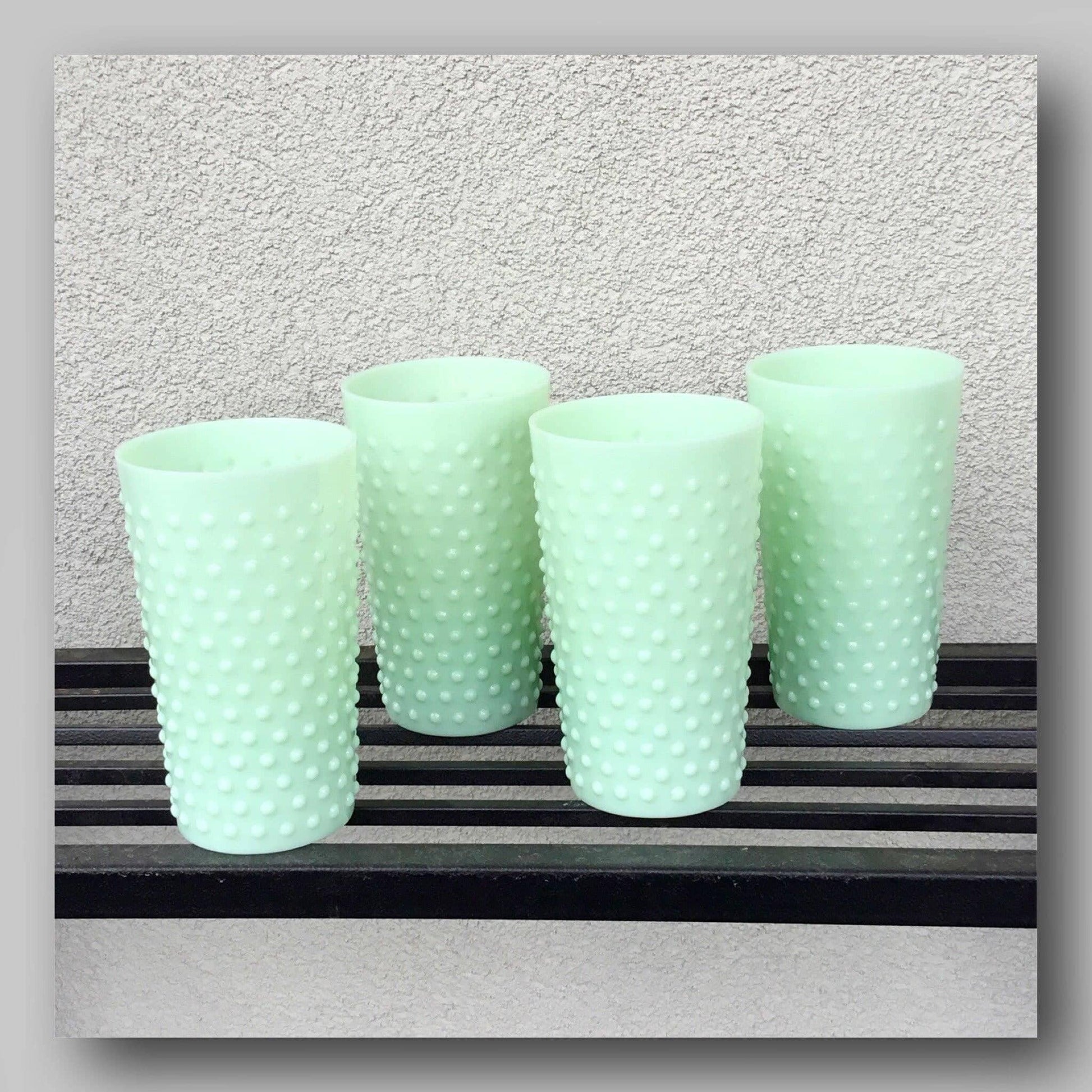 Milk Jadeite Glass Iced Tea Tumblers Multi Use Shabby Chic Vases