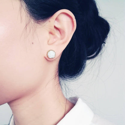 Mini Round Porcelain Rose Gold-Filled Stud Earrings | POPORCELAIN Based in Denmark