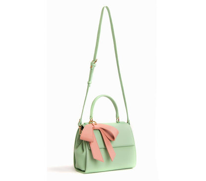 Mint & Light Pink Vegan Leather Handbag