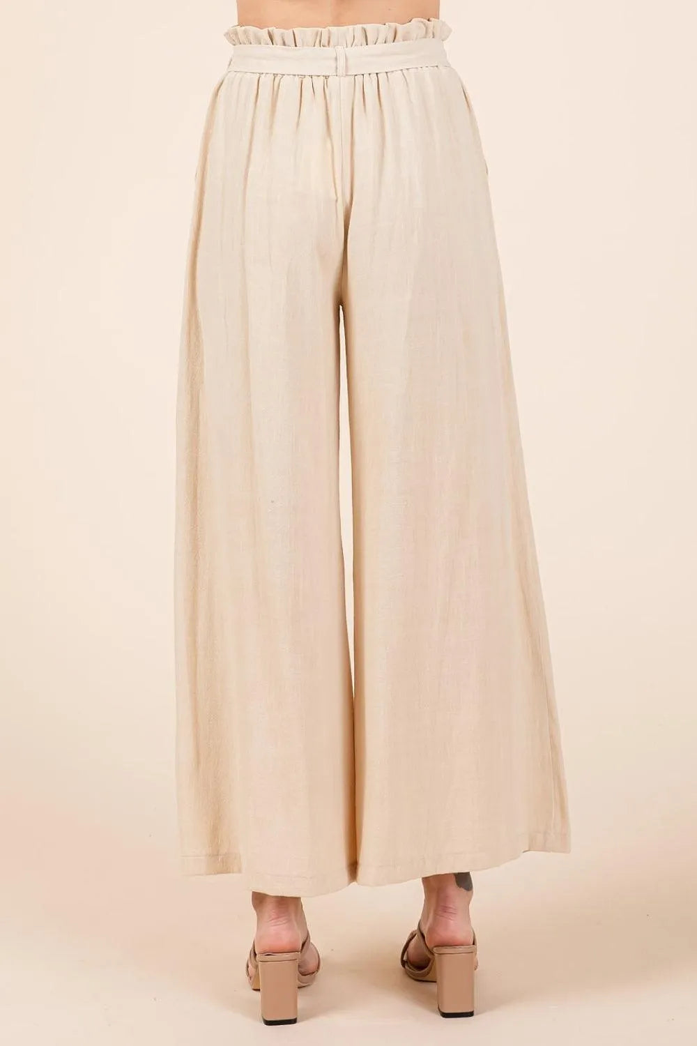 Mittoshop High Waist Tie Front Wide Leg Pants for Women