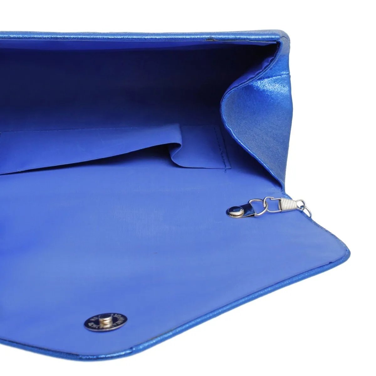 Elegant Metallic Blue Floral Embroidered Evening Clutch Handbag