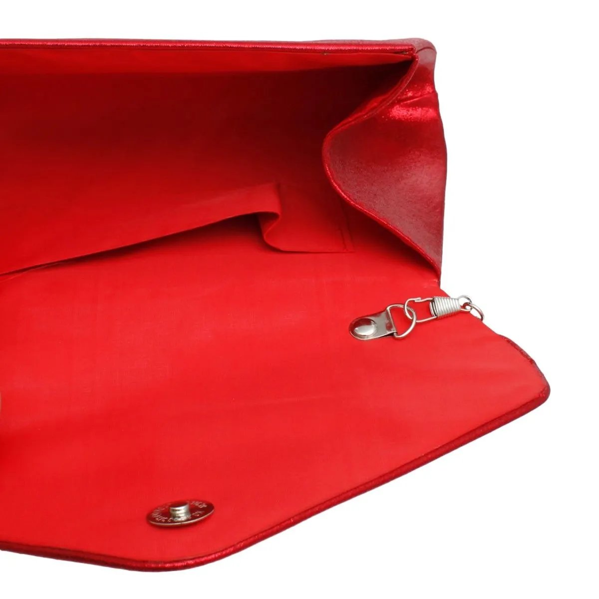 Elegant Metallic Red Floral Embroidered Evening Clutch Handbag