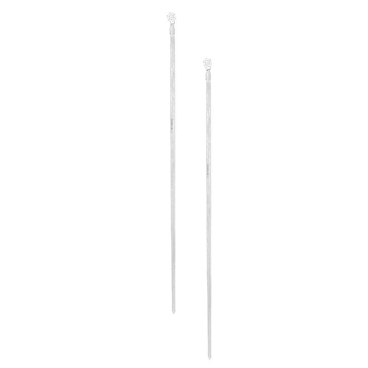 Shoulder Duster Silver Herringbone Chain Earrings