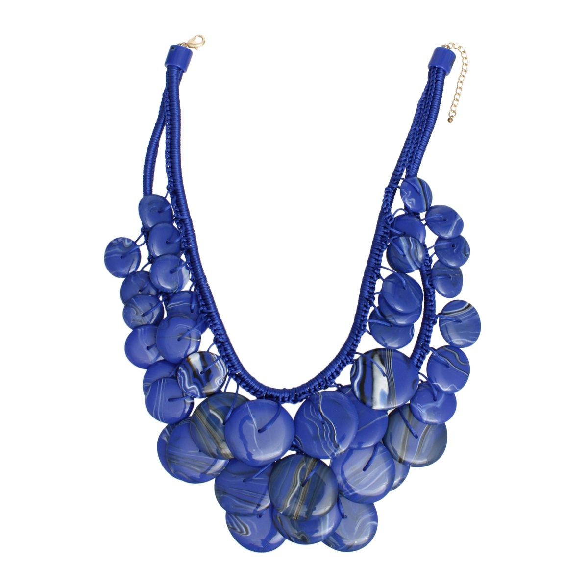 Bib Blue Dramatic Long Cord Disc Necklace Women Pinktown