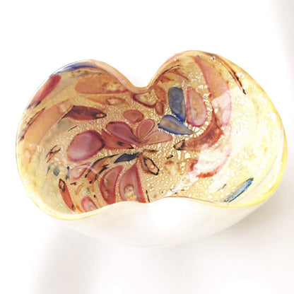 Murano Aventurine Swirl Italian Vintage Art Glass Bowl