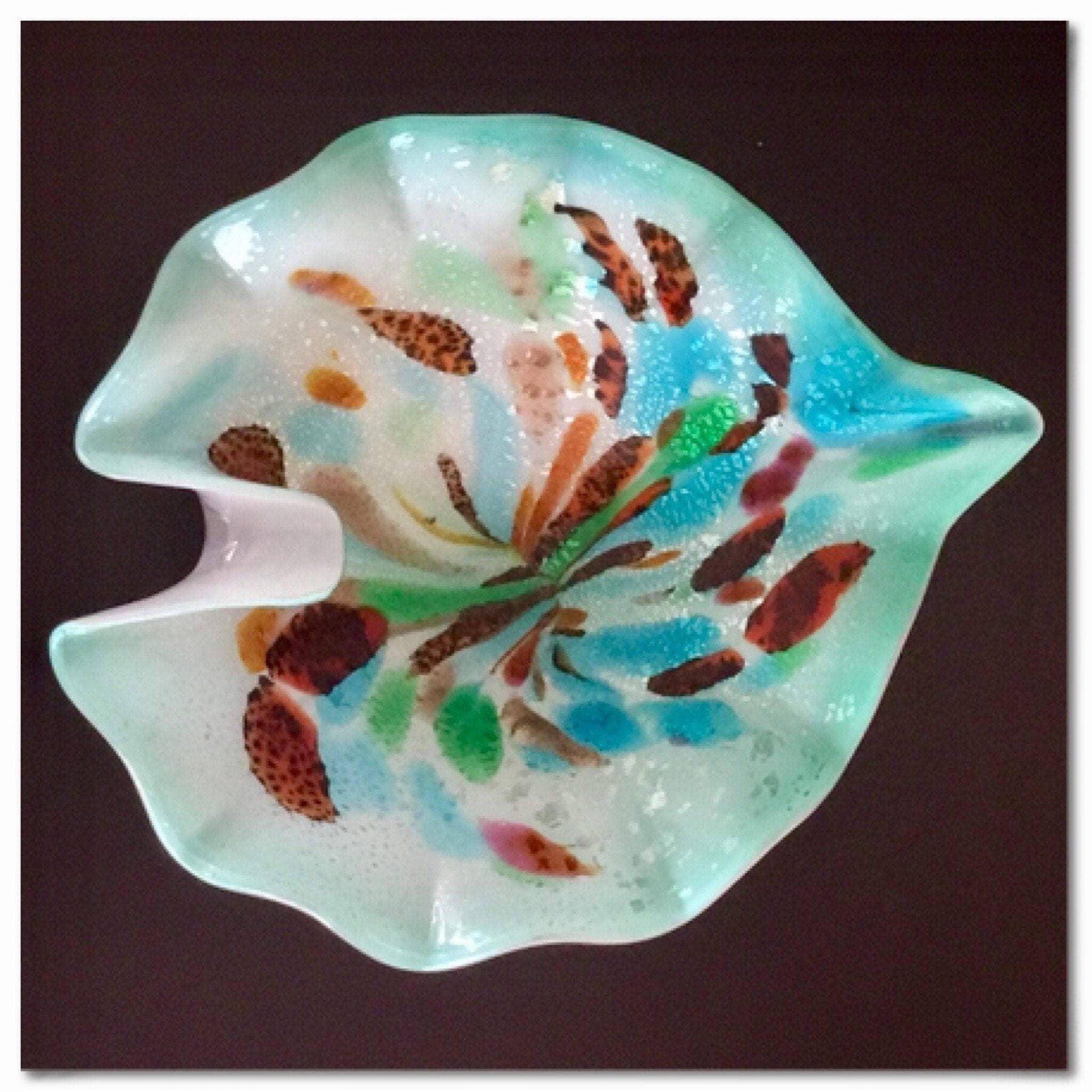 Murano glass sea foam multicolored vintage bowl