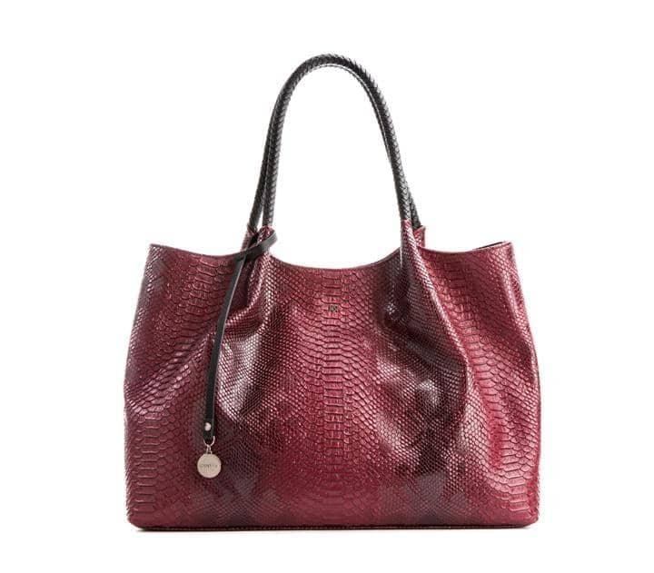 Naomi - Red Textured Vegan Leather Tote Bag