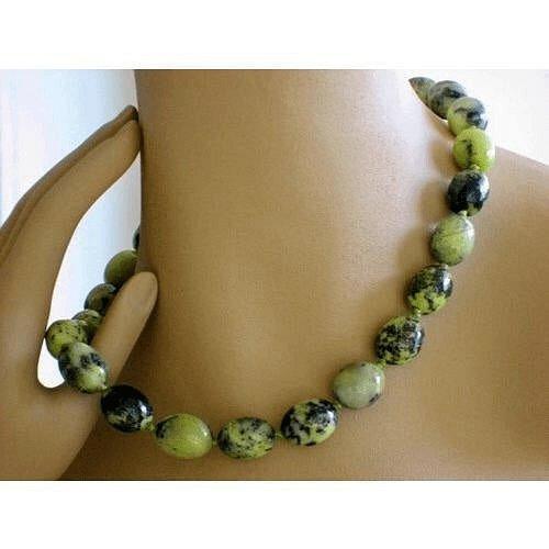 Natural Moss Agate Bead Necklace