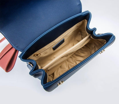 Navy Vegan Leather Handbag