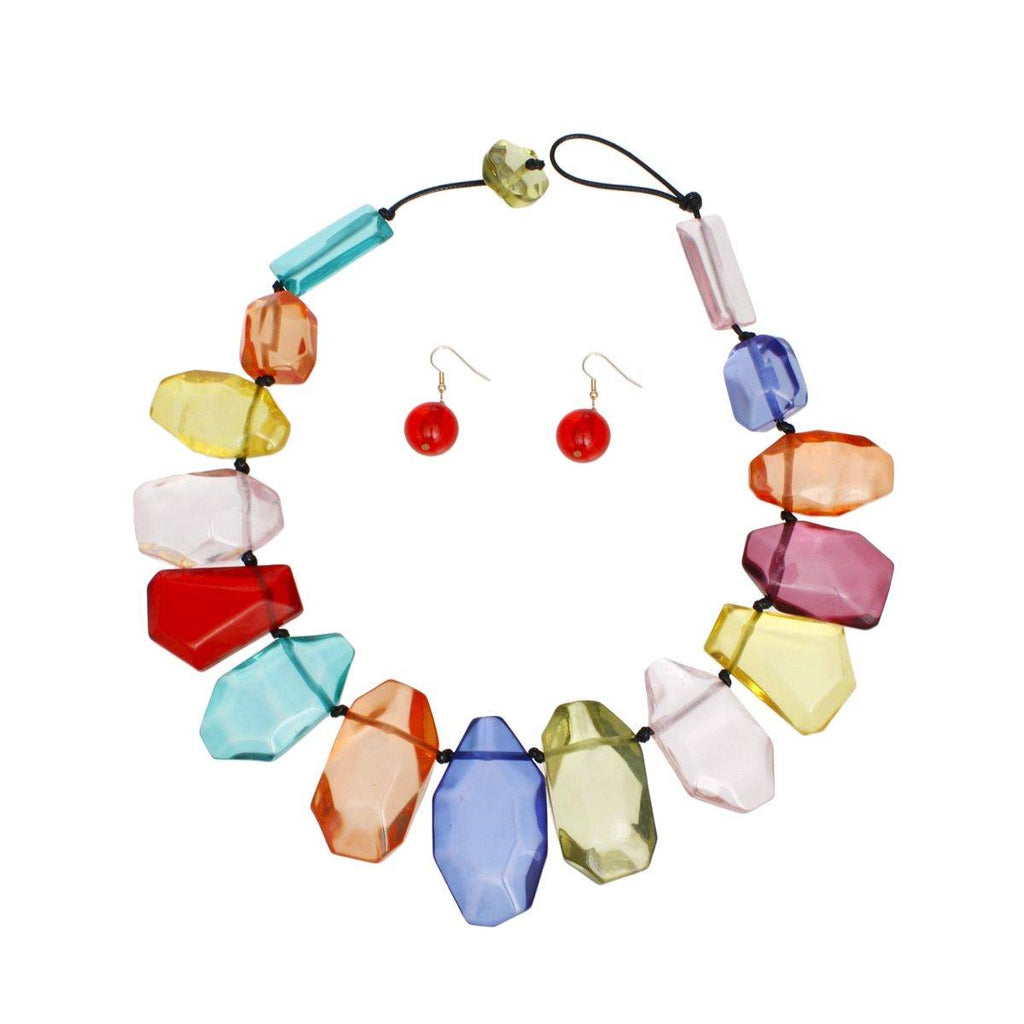 Chunky Acrylic Bead Necklace Set Colorful Statement Jewelry for Women