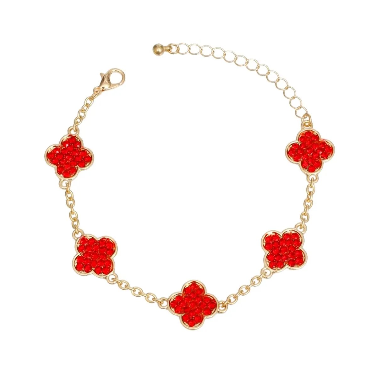 Bold Spirit: Ruby Red Quatrefoil Statement Chain Bracelet