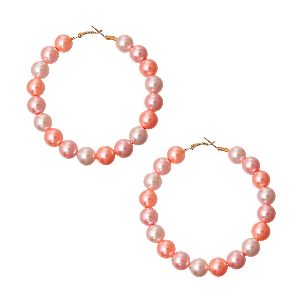 Blush Pink Pearl Hoop Earrings
