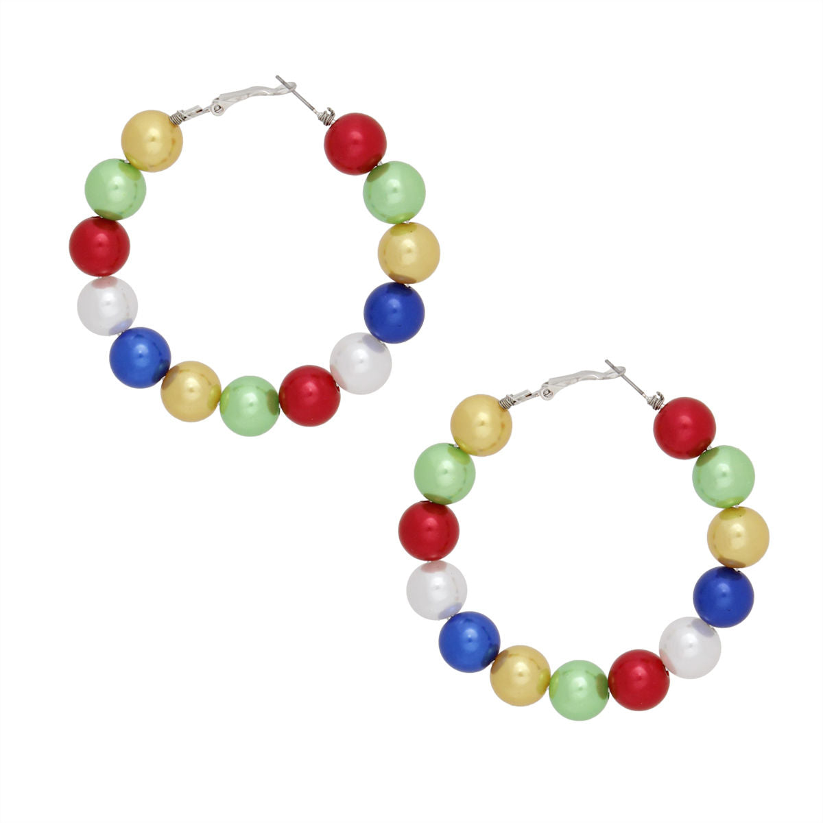 Pearl Hoop Earrings Multicolor