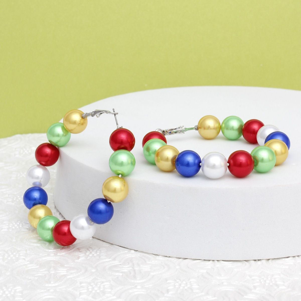 Pearl Hoop Earrings Multicolor
