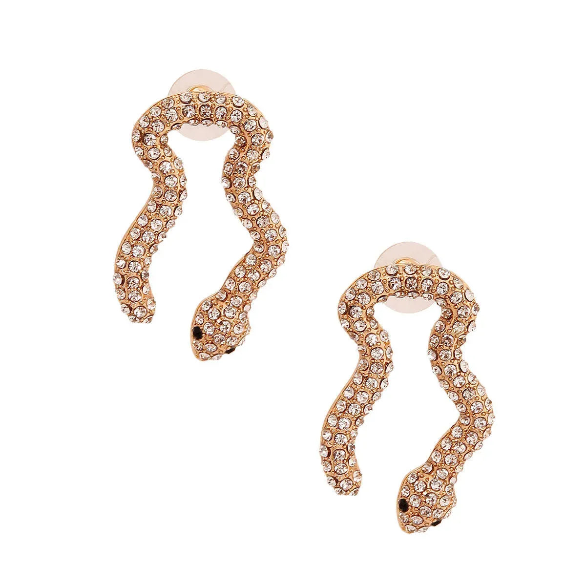 Clear Rhinestone Gold Snake Earrings for a Unique Dazzling Look