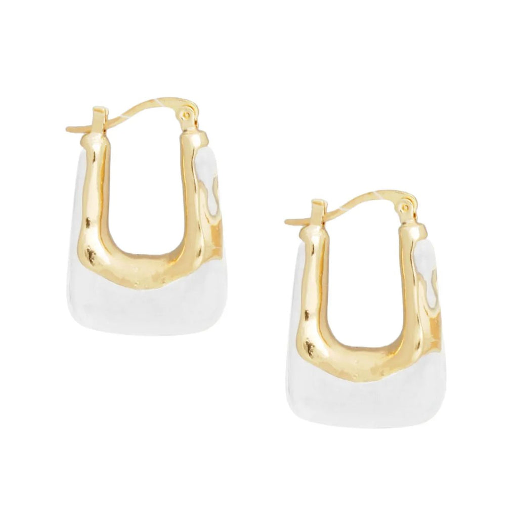 70’s Glam U-Shaped Melted-Look Gold & Clear Acetate Hoop Earrings – Latch Hook, Lead & Cadmium Compliant