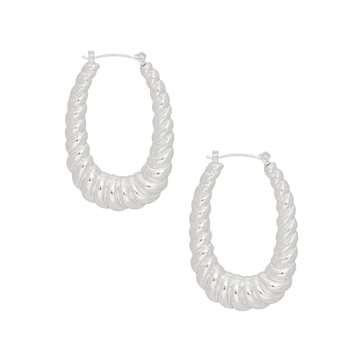 Women's Elegant Ribbed Hoops: Intricate Detailing Redefines Stylish Silver Earrings