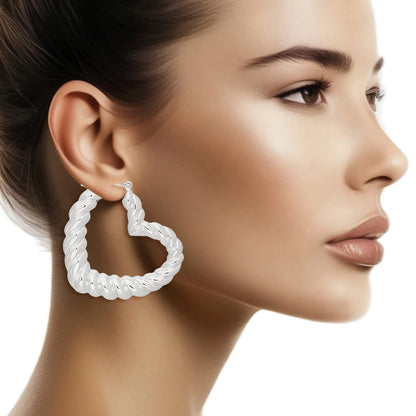 Heart Hoops: Perfect Daily Look and Outfit Boost Silver Earrings