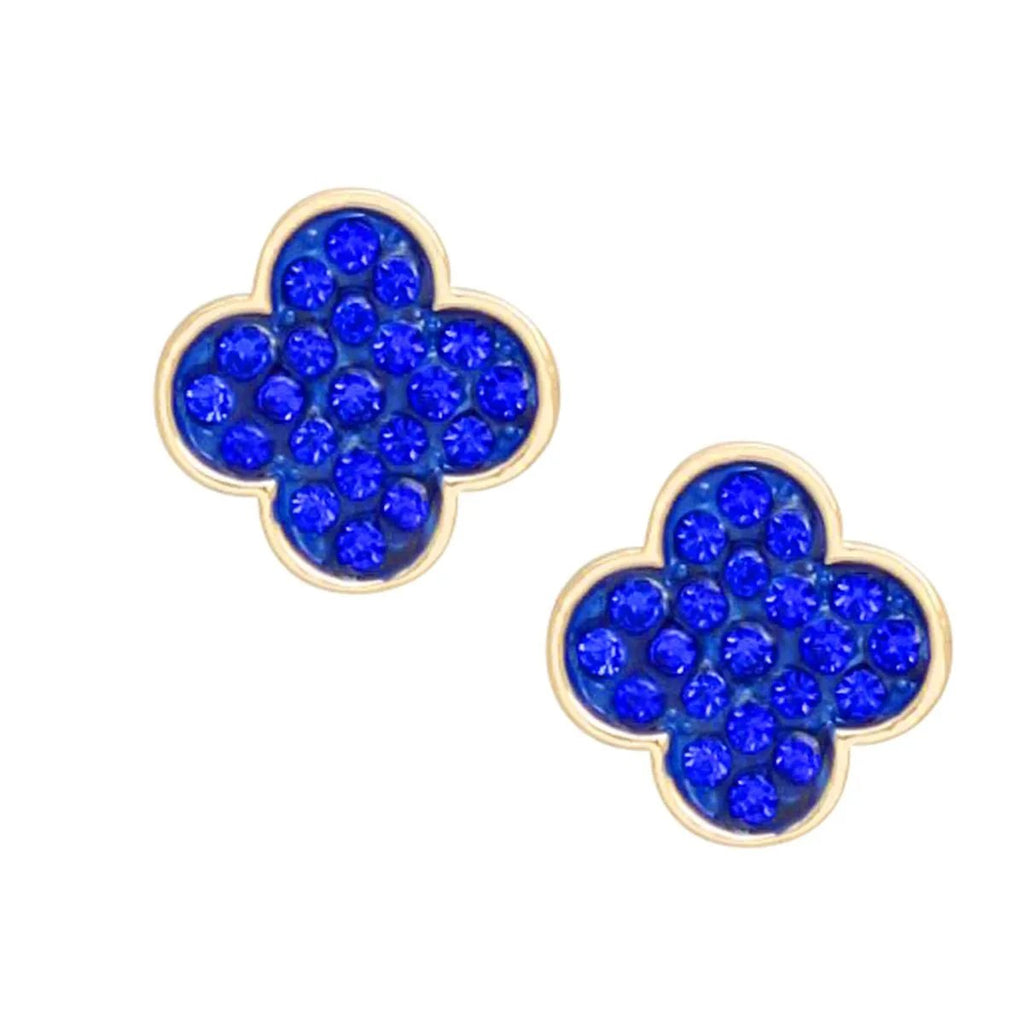 Sapphire Dreams: Royal Blue Crystal Clover Studs