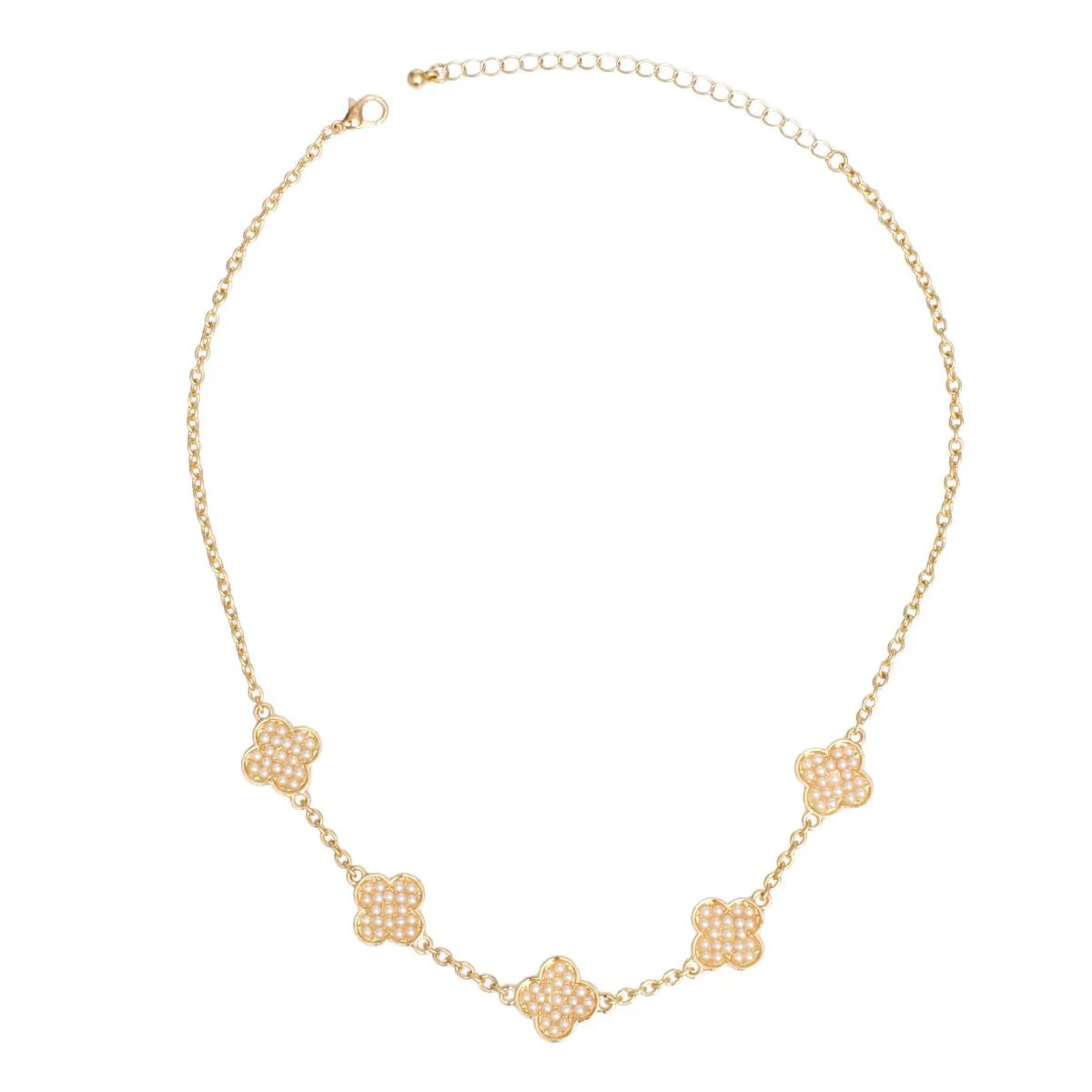 Luminous Legacy: Pearl Perfection Gold Quatrefoil Necklace