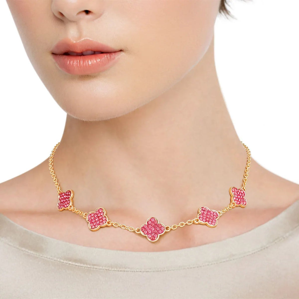 Blush Hour: Rose Quartz Gold Quatrefoil Necklace