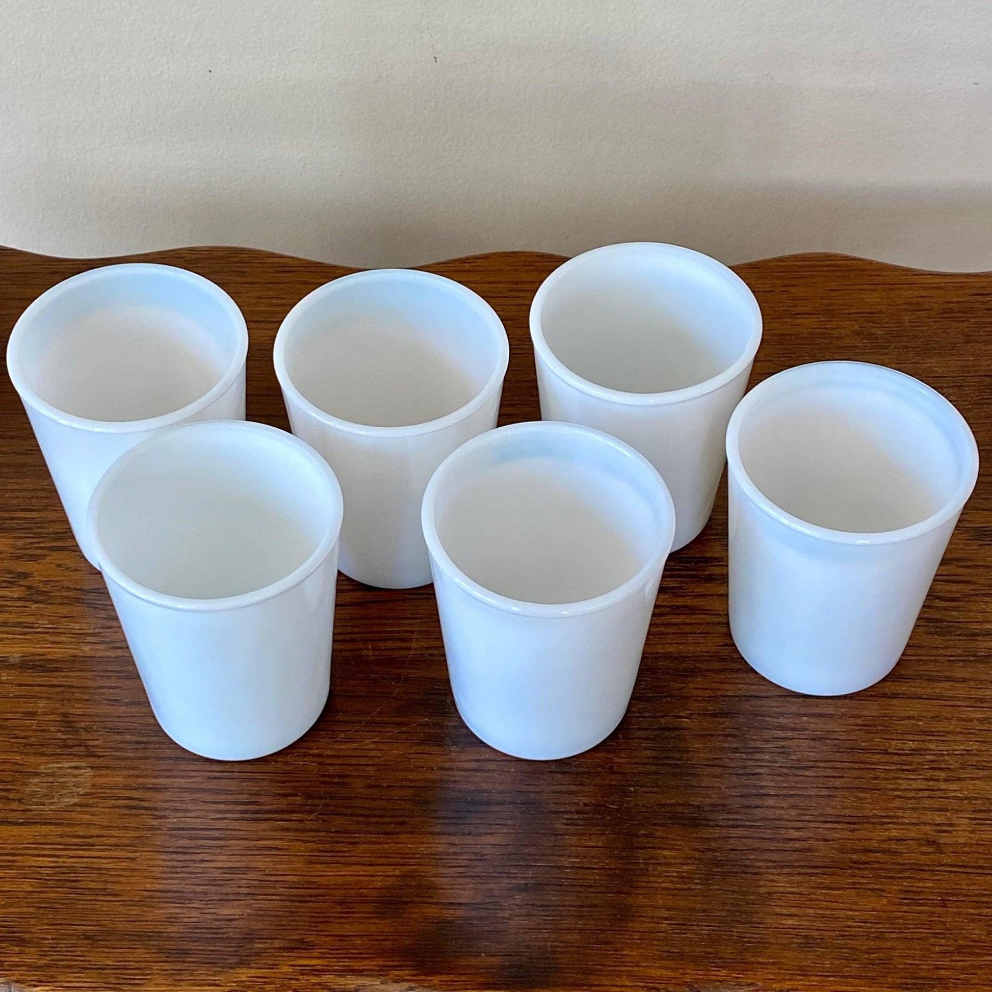 Opalescent-white Milk Glass Tumblers - Vintage