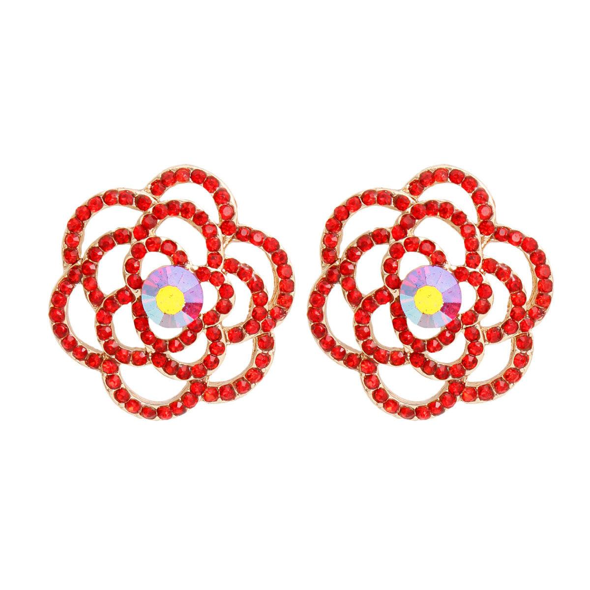 Open Red Rose Earrings: Chic and Contemporary Style