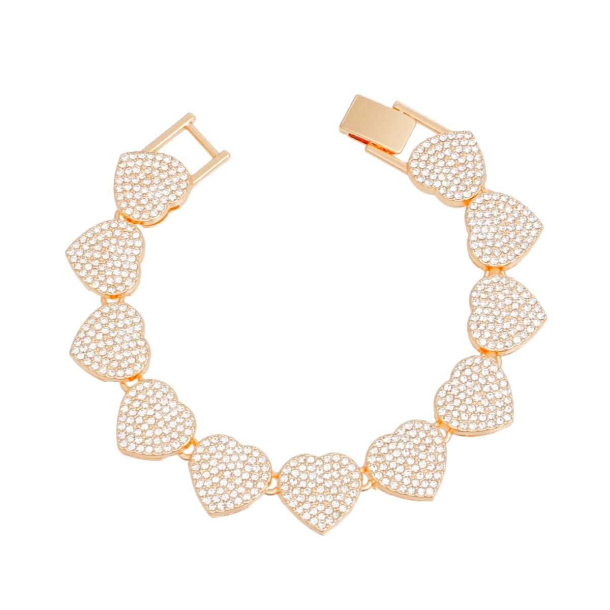 Golden Pave Heart Bracelet – Bold & Glamorous Pinktown