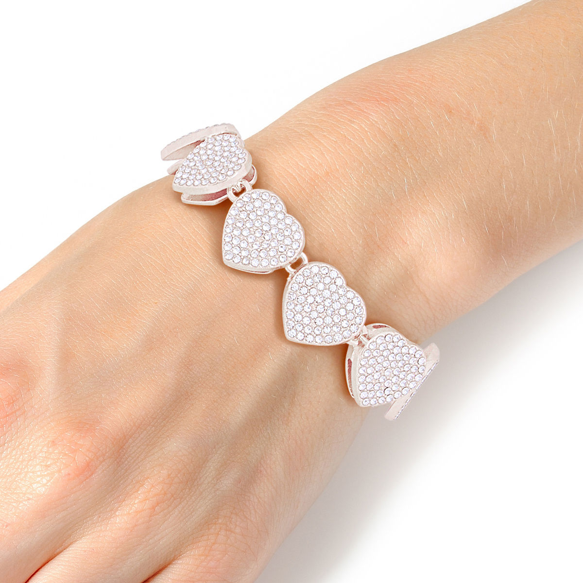 Silver Pave Heart Bracelet – Dazzle & Shine Pinktown