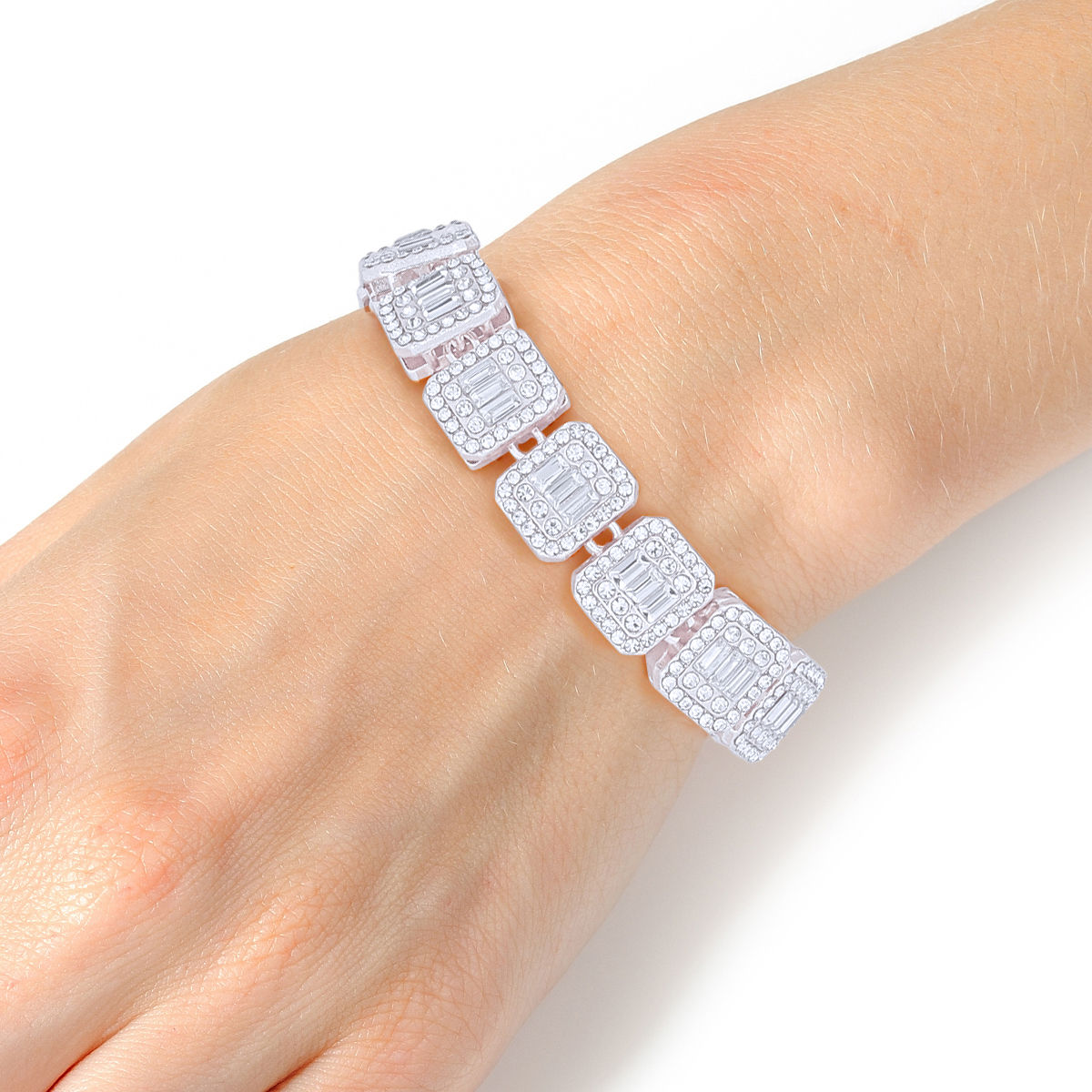 Silver Square Halo Bracelet – Bold & Chic Pinktown