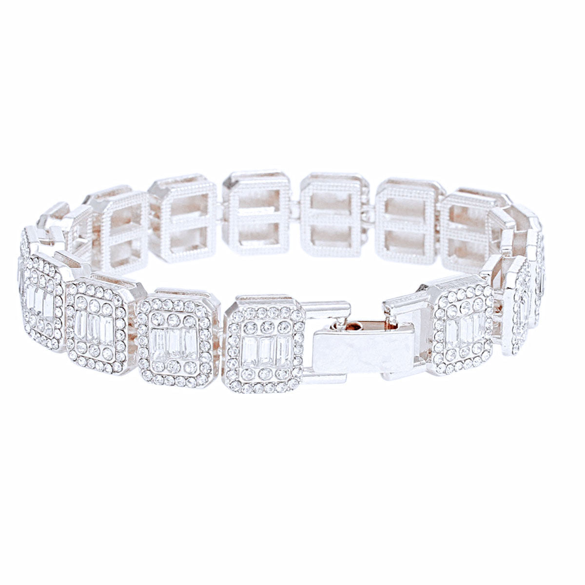 Silver Square Halo Bracelet – Bold & Chic Pinktown