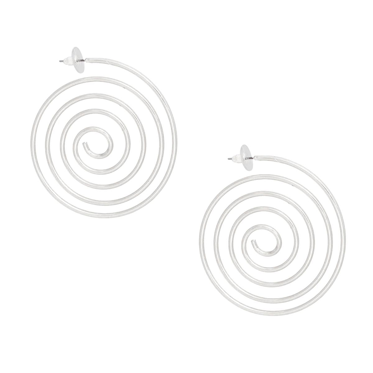 Silver Spiral Hoop Earrings - Modern Fashion Jewelry Pinktown